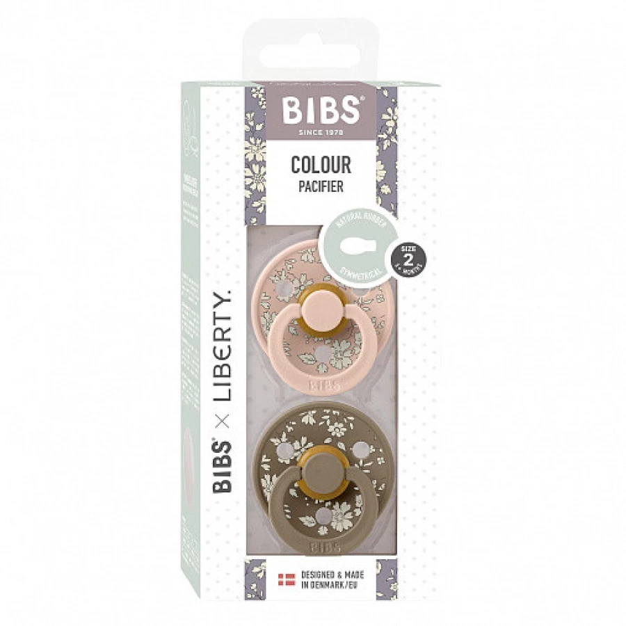 Набор пустышек латексных BIBS Liberty Colour Symmetrical, 2 шт. - Capel - Blush/Dark Oak, 6+ мес.