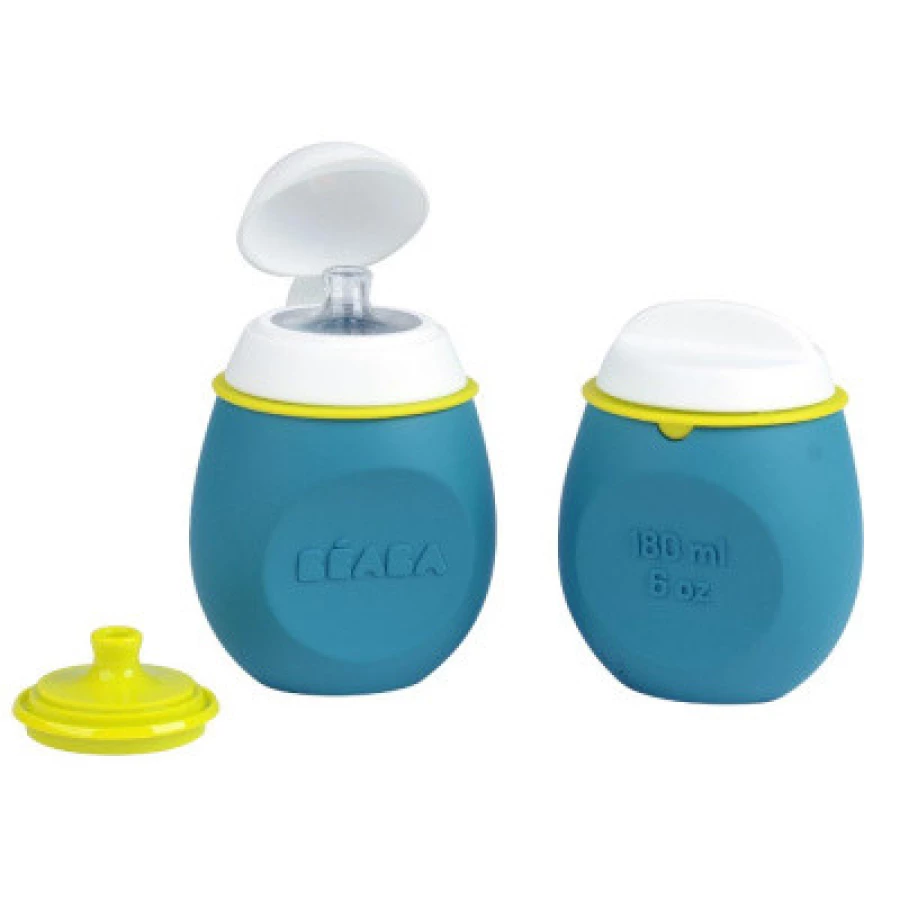 Beaba Контейнер+поильник из силикона SET BABYSQUEEZ PORTION