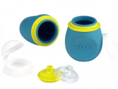 Beaba Контейнер+поильник из силикона SET BABYSQUEEZ PORTION