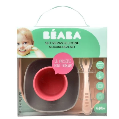 Beaba Набор посуды: 2 тарелки, стакан, ложка SILICONE MEAL SET
