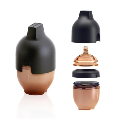 HEORSHE | Бутылочка для кормления из силикона с медленным потоком от 0 мес, 160 мл (цвет черный)