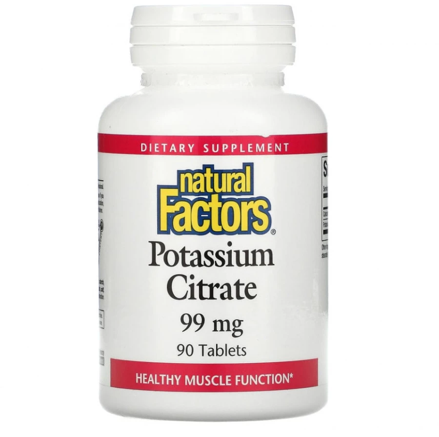 Natural Factors, цитрат калия, 99 мг, 90 таблеток