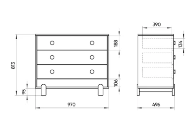 Комод Ice-cream 3 ящика (светло-серый)